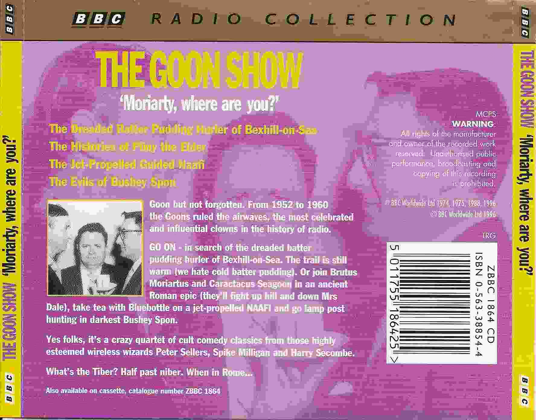 Picture of ZBBC 1864 CD The Goon show 1 - Moriarty, where are you? by artist Spike Milligan / Larry Stephens from the BBC records and Tapes library